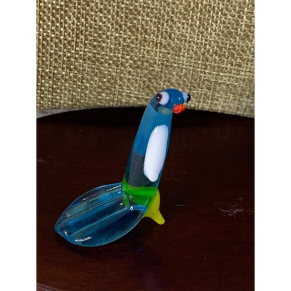 Blown Glass Blue Bird figure Vintage 2 inch tall - Picture 9 of 9